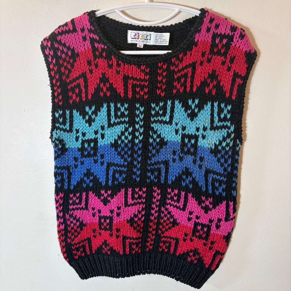 Vintage Ricki Erika Sweater Vest Geometric Size Medium